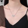 Butterfly Pendant Necklace Women Gold-Tone Copper Chain Rhinestone Accented Fashionable Casual Jewelry 41-50cm Length