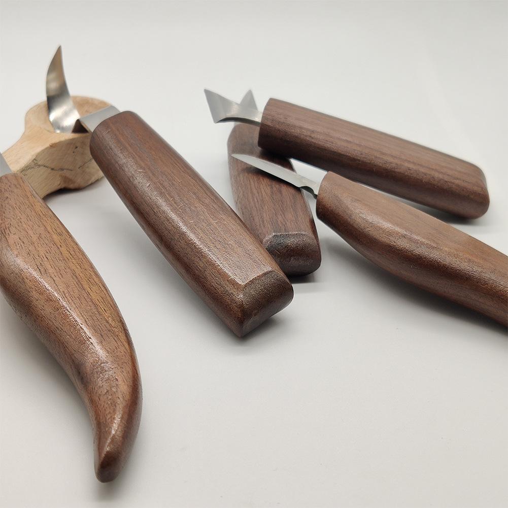 Walnut Wood Chrome Vanadium Steel Carving Knife Set 10 Piece And 12 Piece Woodworking Knife Set Spoon Knife And Wood Chisel Set For Woodworking Crafts