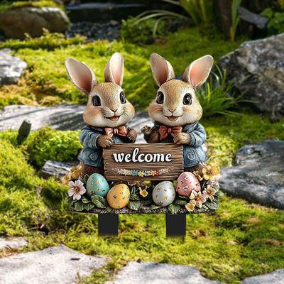 Ostern Garten Stake 2D Acryl Bunny Yard Decor Stake Cartoon Kaninchen Farbige