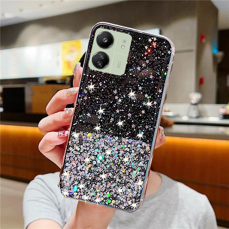 

Чехол для телефона Redmi 13C, роскошные блестящие звезды, мягкая задняя крышка из ТПУ для Xiaomi Redmi 13C 13 C redmi13c, силиконовые чехлы для телефонов For Xiaomi Redmi 13C чёрный