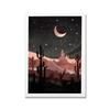 Boho Sun and Moon Abstract Vintage Canvas Painting Desert Landscape Cactus Art Print Wall Picture for Living Room Home Decor No Frame