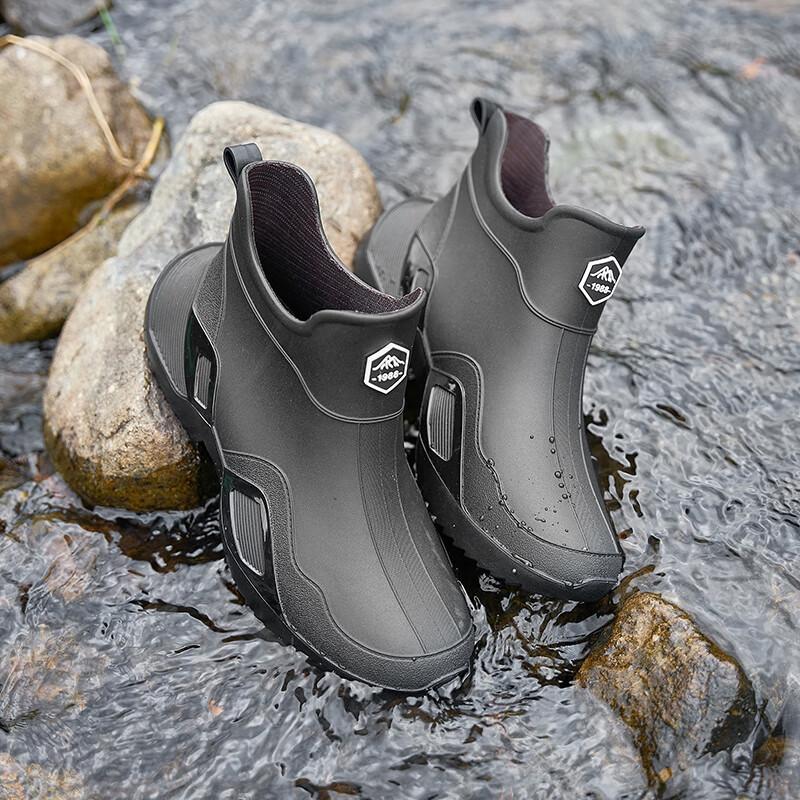 Summer New Rain Boots Rain Shoes Men's Short Tube Waterproof and Non-slip PVC Water Shoe Cover Outdoor Wear-resistant Work Shoes