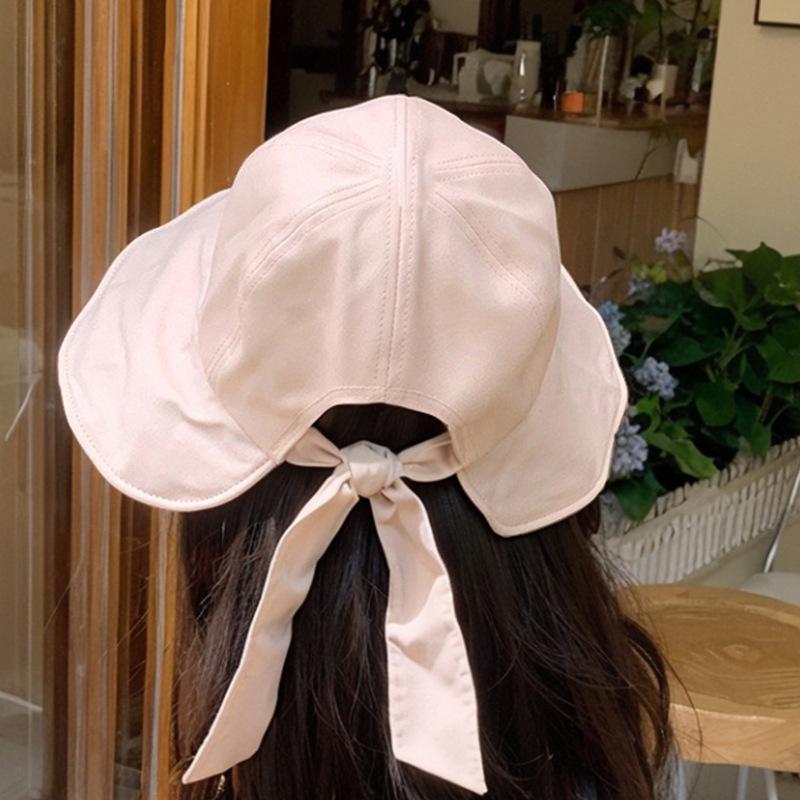 

Women s Foldable UV Protection Sun Hat with Large Brim and Bow - Cute, Stylish, and Perfect for Students Adjustable светло-розовый