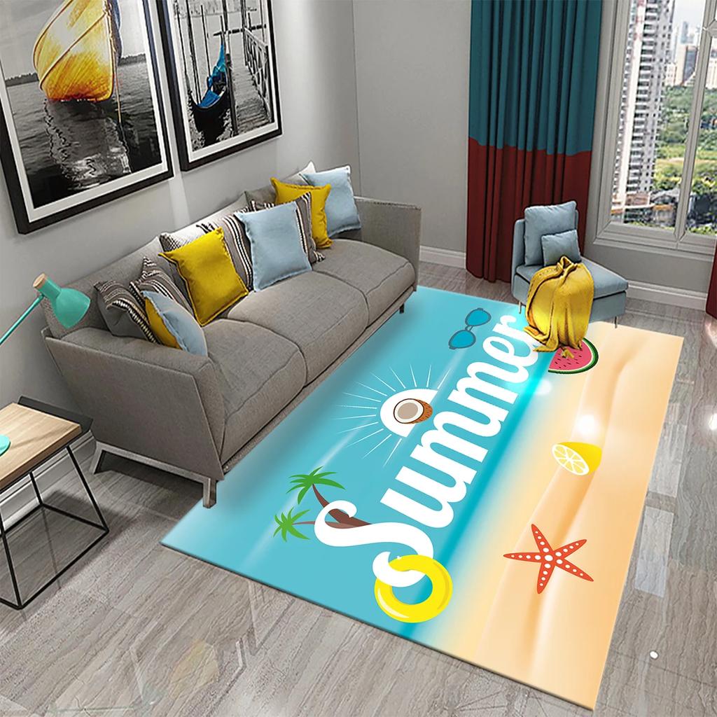Hello Summer Carpet Beach Sea Starfish Pattern Bathroom Anti-Slip Carpet Door Mat Doormat Outdoor Living Room Bedroom Floor Rug