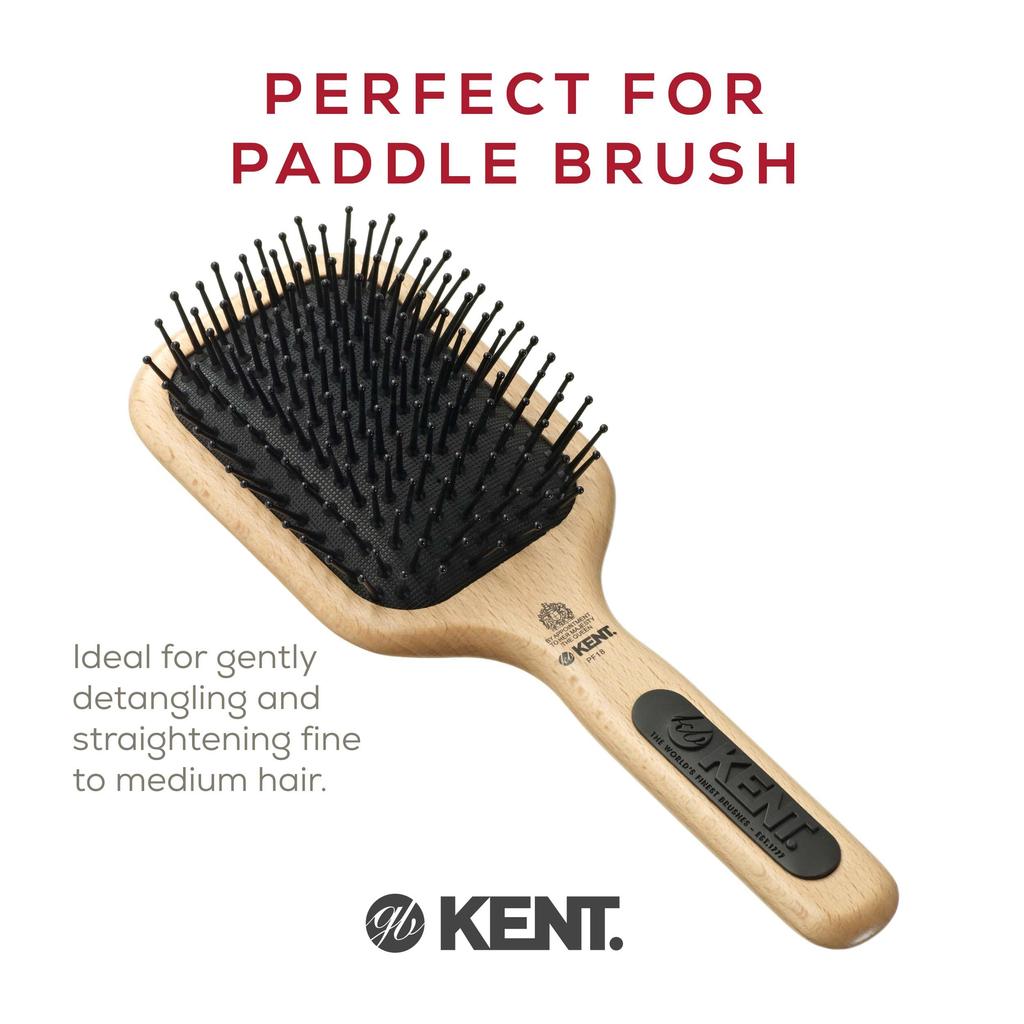 GB KENT Kent Royal Warrant Ball Pin Cushion Paddle Hairbrush, Large, Perfect for Your Hair Series PF18