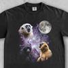 Three Gibbons Howling At The Moon Shirt. Funny Monkey Graphic Tee. Retro Vintage Y2K 90s Style Primate Animal Lover Gift