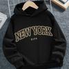 New Fall/Winter Style Cool Trendy Letter New York Design: Unique Sporty Hooded Casual Long-Sleeved Sweatshirt for Boys