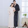Matching Couple Hooded Flannel Bathrobes - Thick, Long Coral Fleece for Autumn/Winter