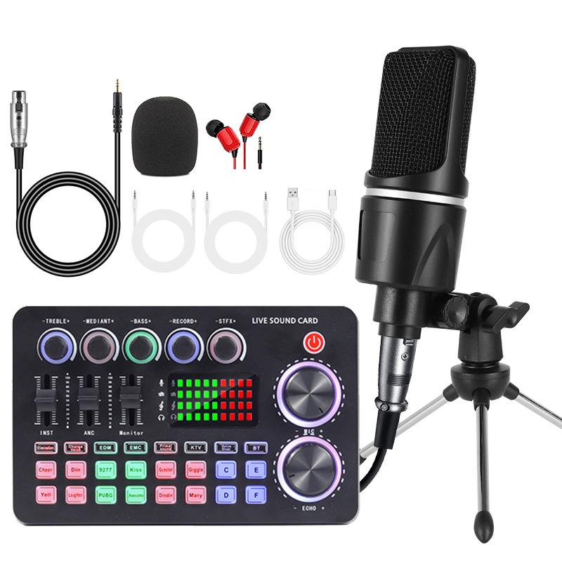 X1 English Sound Card Kit: Desktop Tripod, Mobile/PC Compatible for Live Broadcast, Singing, and Recording