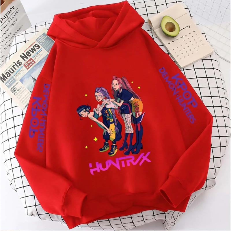 K-pop Demon Hunters Hoodies Girls Long Sleeve Outerwear Print Hooded Casual Warm Comfortable Hoodie