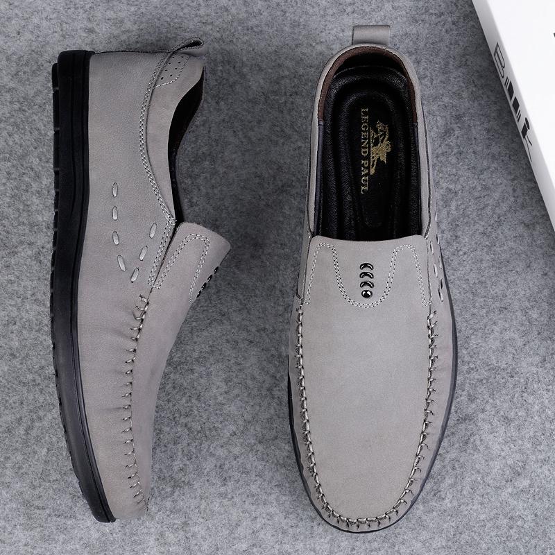 Genuine Leather Men Casual Shoes Luxury Brand Soft Mens Loafers Handmade Moccasins Comfy Slip On Driving Shoes Outdoor Walk Flat