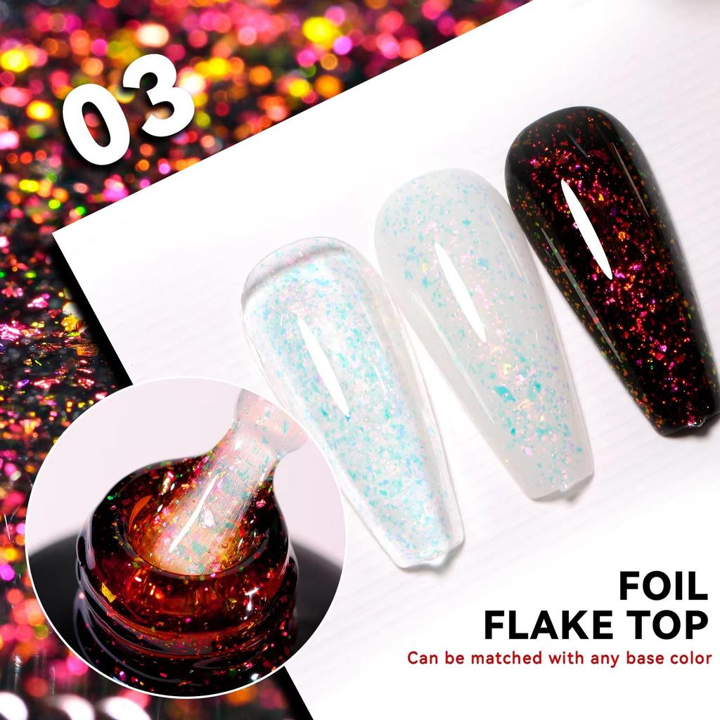 JTING New Popular Design Vegan Hema Free High Pigment Foil Flake Top Coat Gel Polish OEM Custom Unique Brand Bottles