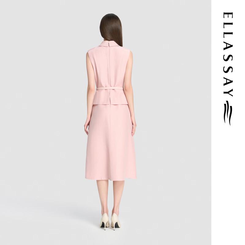 ELLASSAY 2026 Summer Acetate Blend Sleeveless Faux Two-Piece Dress