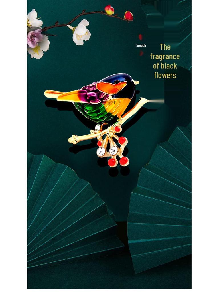 Cross Lark Rhinestone Enamel Bird Brooch – Versatile Fashion Accessory for Women