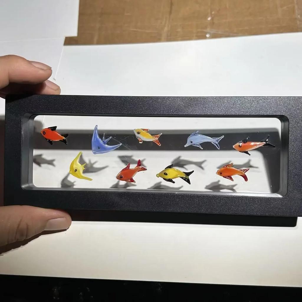 Creative Mini Pocket Goldfish Colored Glaze Transparent Lucky Bag Glass Figurines Handmade Home Decoration Accessories 2025 New