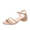 Suede Mid heels sandals women  Summer shoes women Fashion Buckle Strap Open toe sandals Square heel Riband female shoes 998