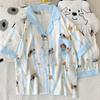 Women's Cartoon Short Sleeve Pajama Set - Korean Style Cloud Cotton