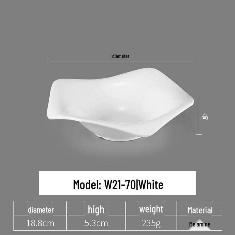 Irregular Shaped White Melamine Plates for Hotel & Restaurant - Porcelain Imitation Cold Dish Saucers