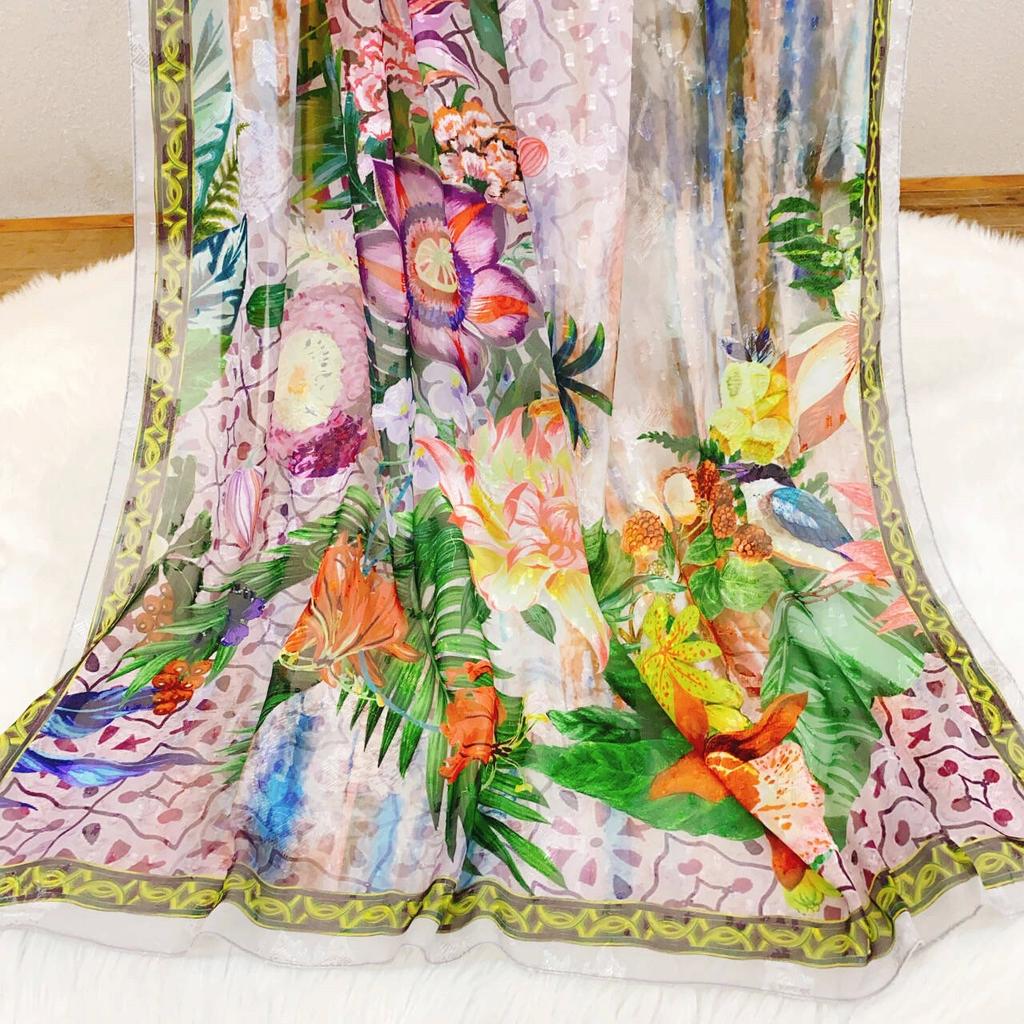 Sommer Rauchlila Chiffon Imitatseide Schal für Damen Frühling und Herbst Stola Dünner Seidengaze Schal Strandtuch Langer Schal