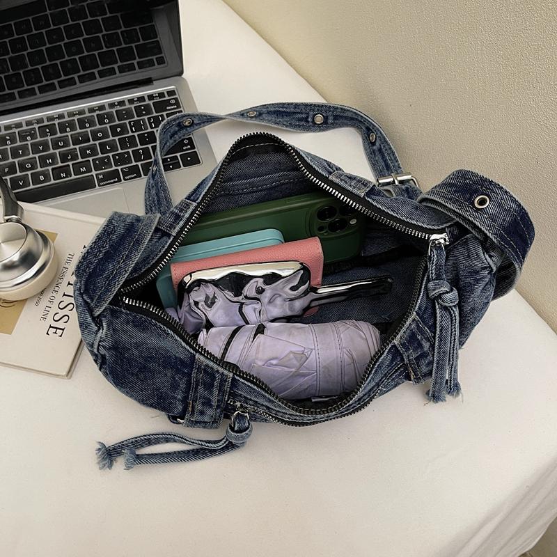 Large Capacity Commuter Tote Bag Women's Denim Shoulder Crossbody Bag