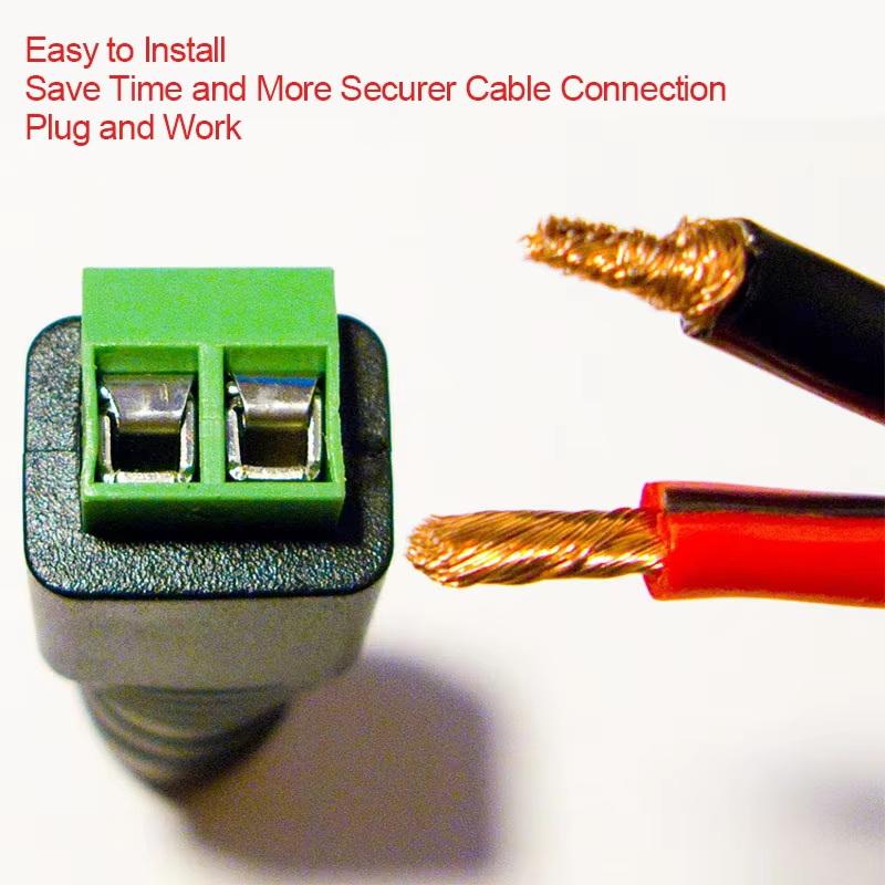 No Soldering Male Female Camera Monitoring Video Cable Plug Connector for Home Security Camera Cabling Installation
