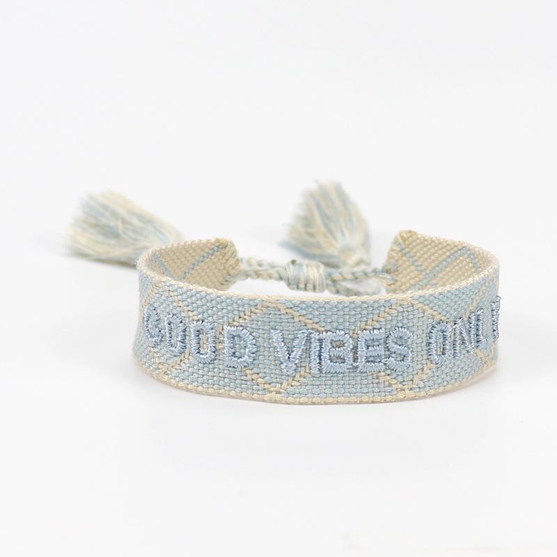 European & American Cross-border Embroidery Bracelet | Handmade Tassel & Letter Logo