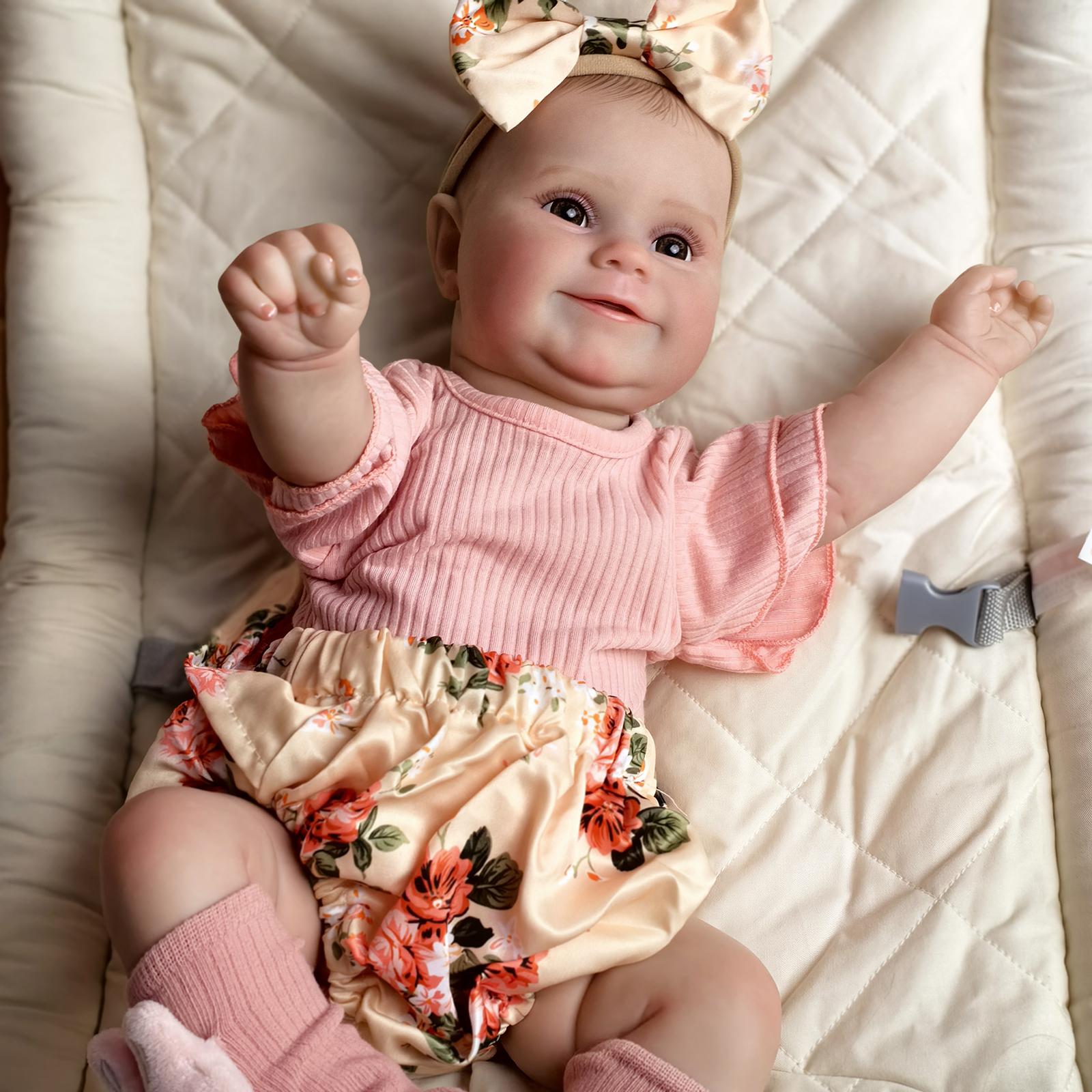 

KEIUMI Куклы-новорожденные девочки 50 см, полное тело, силикон, винил, можно купать, реалистичная, улыбающаяся, кукла-новорожденная, дети, подарки на день рождения, Пасху 20 inch about 50 cm