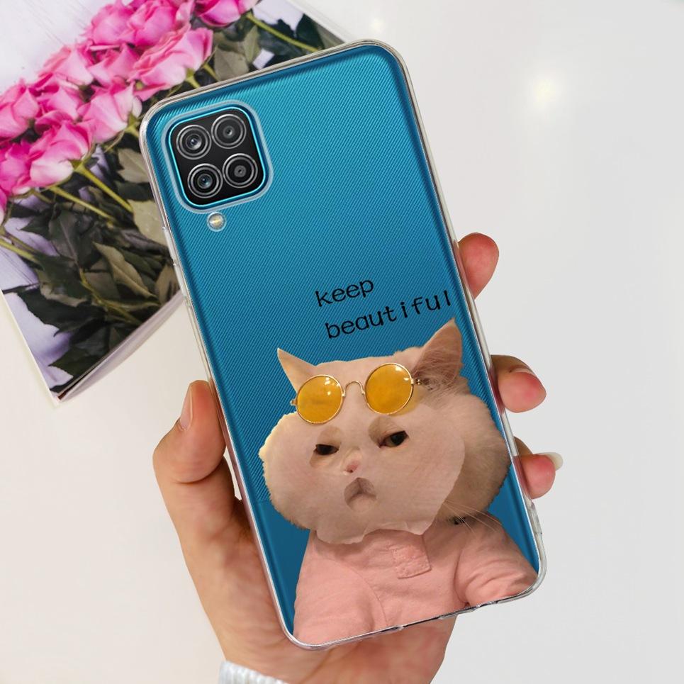For Samsung Galaxy A12 M12 F12 Phone Case Romantic Cool Cartoon Bumper Samsung A22 A42 A82 Funda Soft Transparent Silicone Cover