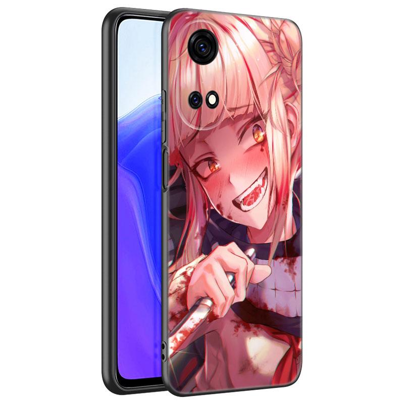 Coque de téléphone noire Anime Himiko Toga pour Huawei Honor 70 90 Lite X40 GT X50 i X5 + X6A X6S X7A X8A X8B X6 X7 X8 X9 4G X9A X9B 5G