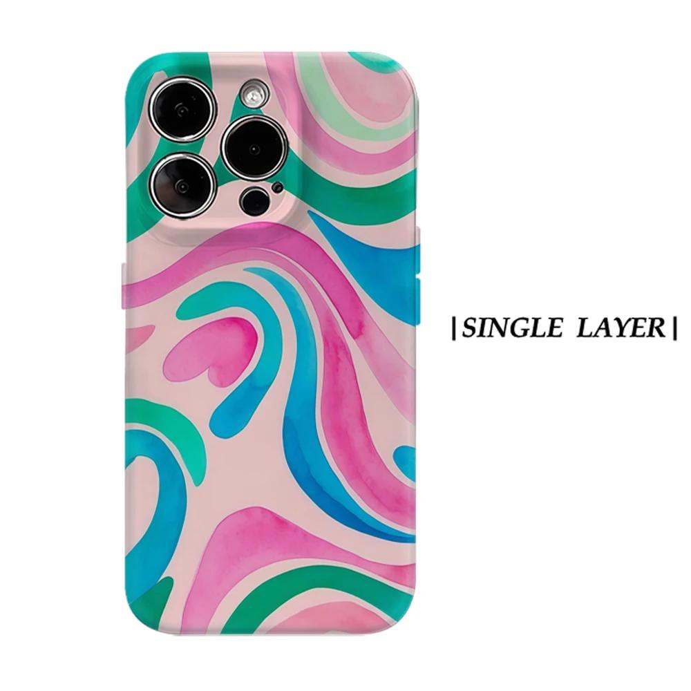 

Watercolor Swirl Phone Case for IPhone 17 16 15 14 13 Pro Max Plus for Magnetic Single Double-layer Tough Case For iPhone 13
