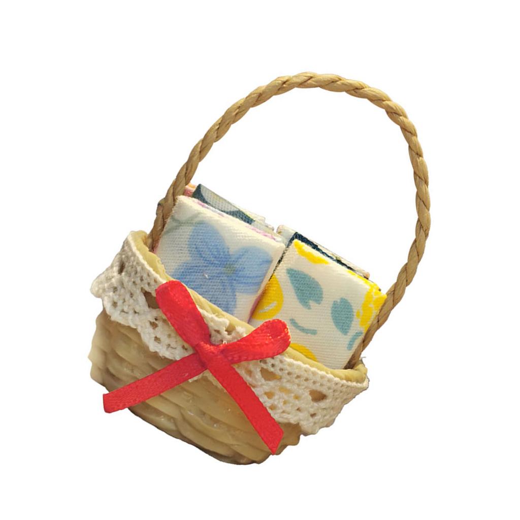 Miniatur Puppenhäuser Weidenkorb 1/12 Maßstab für Puppenhäuser Spielset Harz Schale Rollenspiel Schale Requisiten Blumenkorb