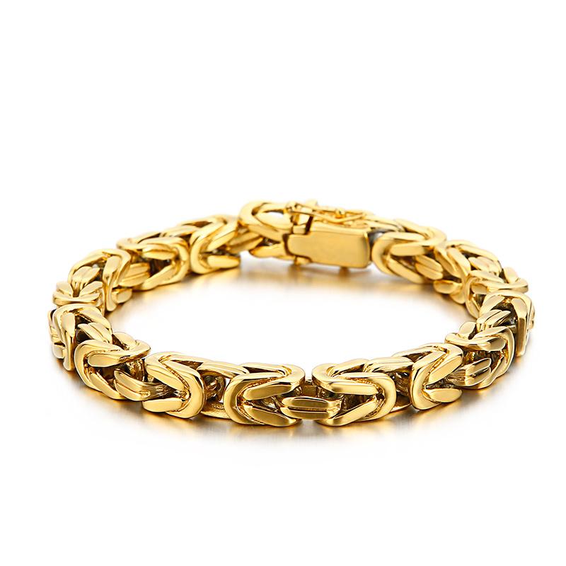 Kalen Golden Hip Hop Stainless Steel Chain Men's Bracelet 220mm Fashion Simple Jewelry