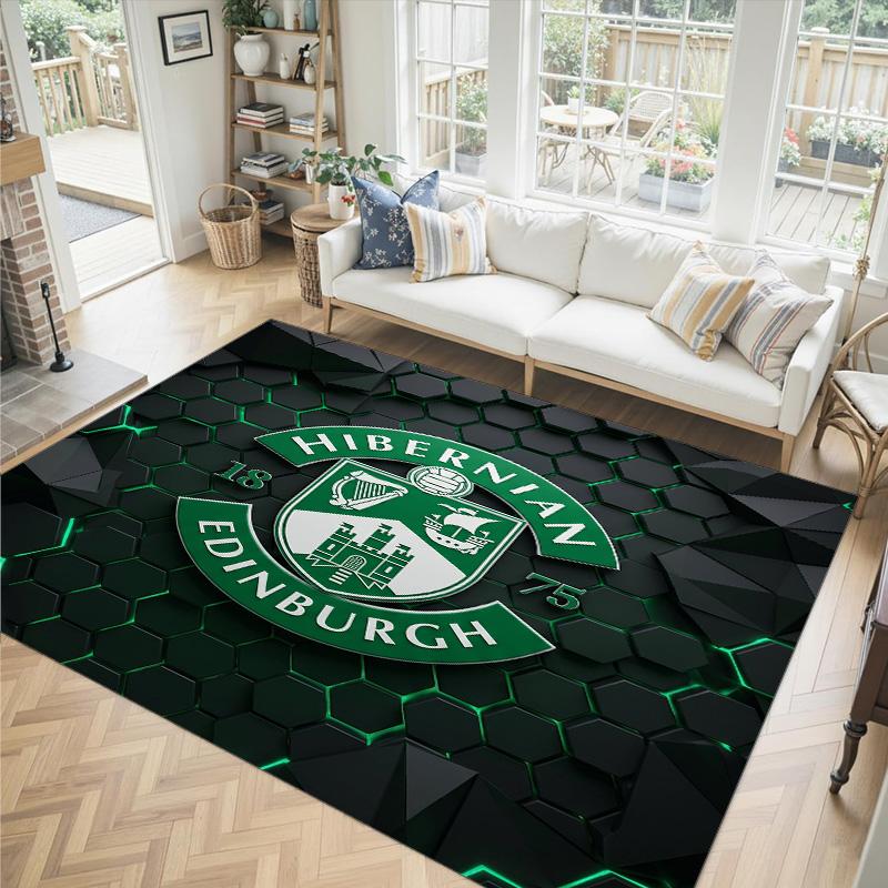 Hibernian FC Design Crystal Velvet Carpet Cozy Non?Slip Printed Rug For Bedroom Living Room Entrance