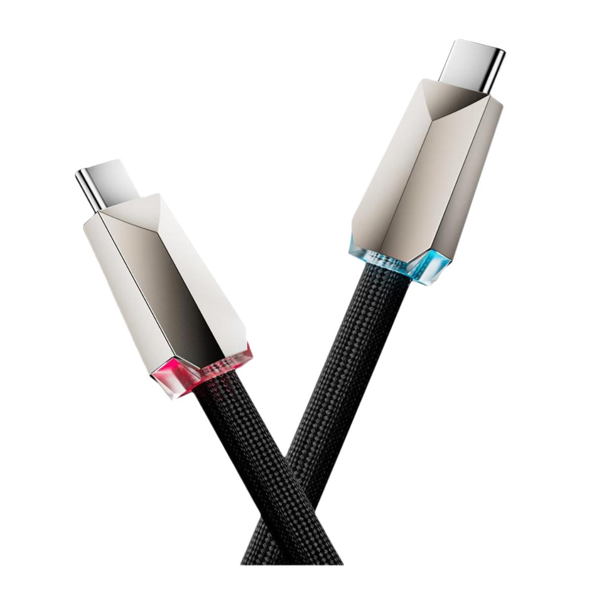 

240 Вт металлический кабель Cyber Supercharger с подсветкой RBG для iPhone15 Samsung Xiaomi Huawei MacBook 1.2m чёрный