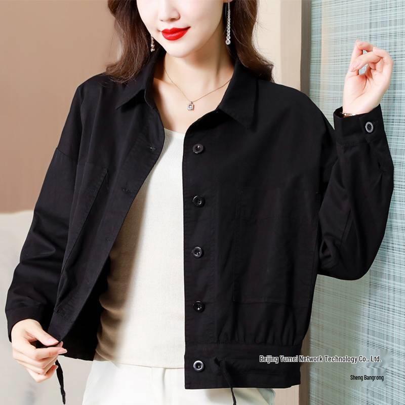 2025 Korean Style Loose Coffee-Colored Women's Jacket: Tummy Covering, Casual, Short, Fashionable