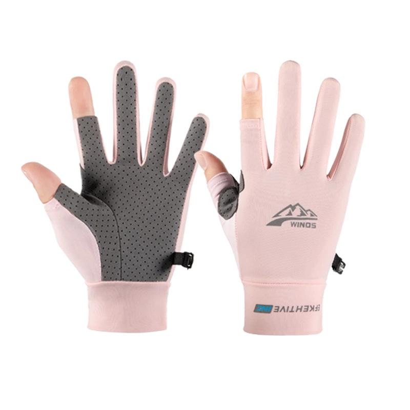 Mountaineering gloves, men's and women's spring and summer anti-skid and sun protection, full finger express, thin ice silk, driving, riding, running