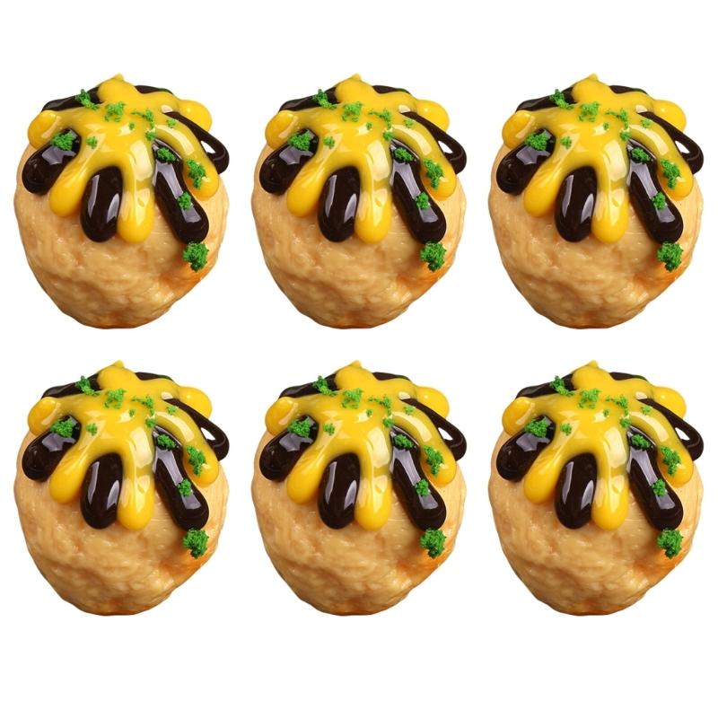

6Pcs Artificial Grilled Meat Balls Model Simulation Takoyaki Model for Thanksgiving Decoration Display Photography