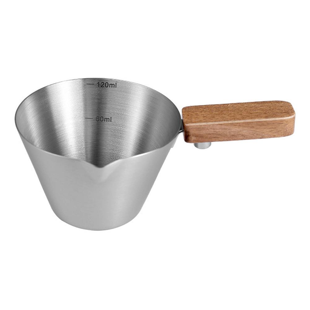 304 Stainless Steel Espresso Measuring Cup with Graduated Scale and V-Shaped Pour Spout for Controlled Dispensing естественный