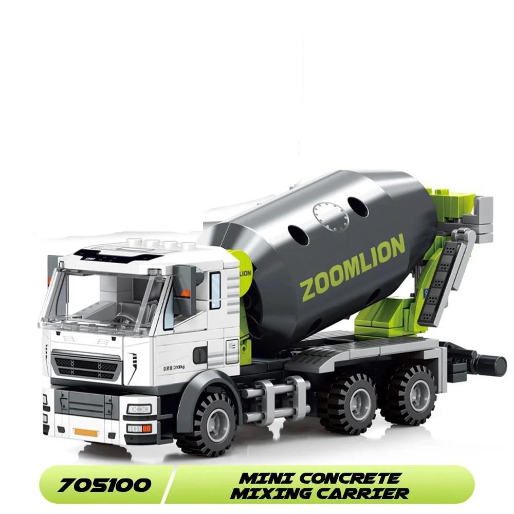 Engineering Building Blocks City Construction Children Toy Cement Mixer Truck Crane Excavator Mini Bulldozer for Boy Gifts