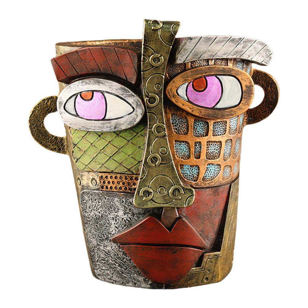 Resin Abstract Beauty Face Flower Pot Abstract Face Flower Pot Colorful Face Abstract Planter for Plant Lover Gift