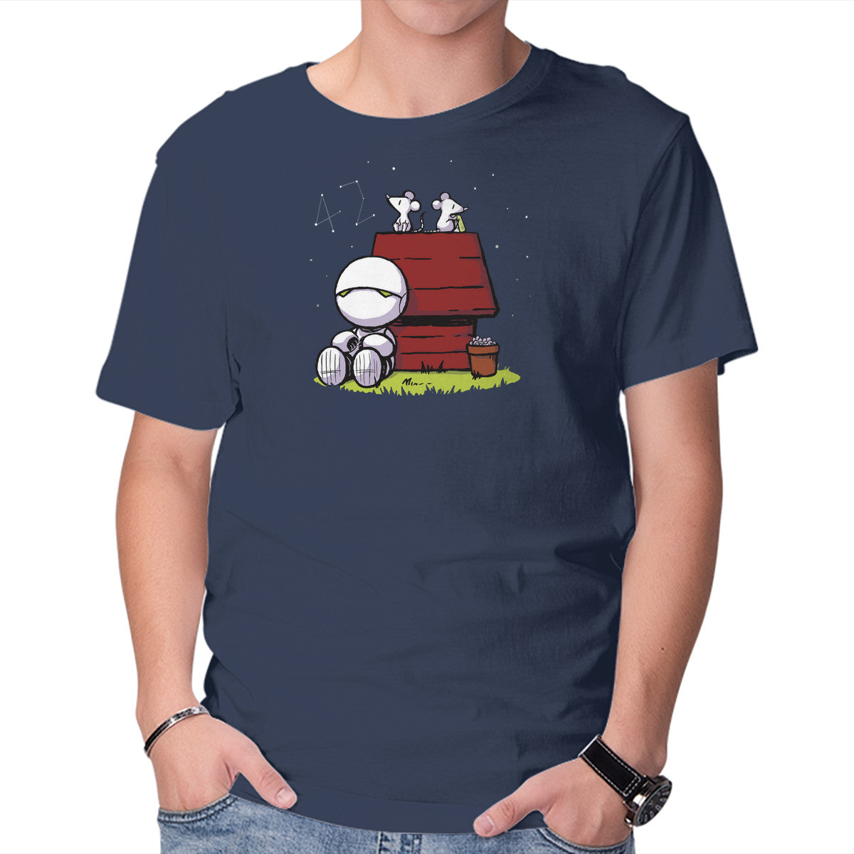 Unisex Crew Neck T-Shirt Marvin Peanuts Graphic Short Sleeve Casual Tee XXL