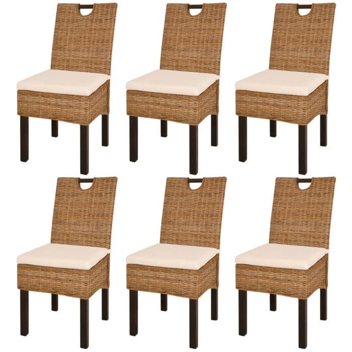 VidaXL Chaises de salle à manger 6 pcs Rotin Kubu Bois de manguier