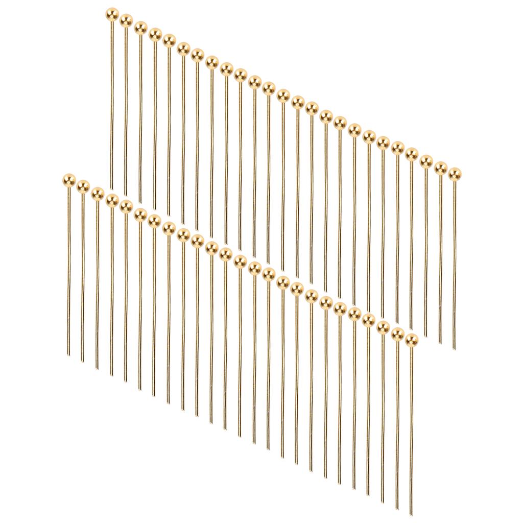 50pcs Ball Head Pins Jewelry Pendant DIY Craft Bead Making Parts Accessory SuppliesGold 30mm   1.18in
