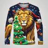 3D Print Animal Husky Graphic Long Sleeve T Shirt For Men Merry Christmas Crewneck Oversized Tshirts Clothes Mens Tee Tops