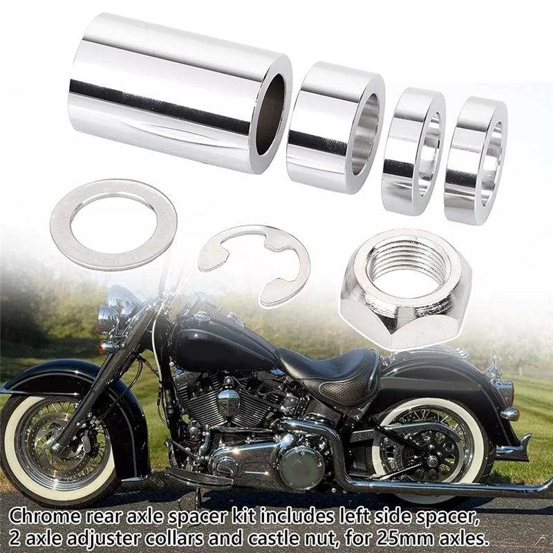 Chrome Rear Axle Spacer Kit For Softail FLST FSXT 2008-UP Classic FLSTC