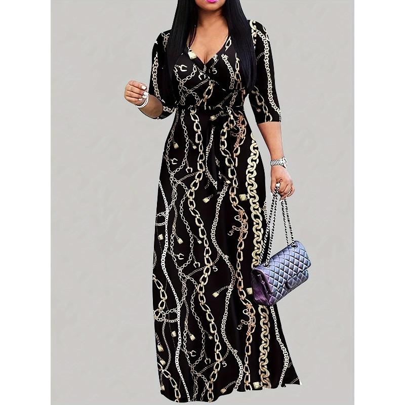 BITCED Fashion V-Neck 3/4 Sleeves Casual Dresses