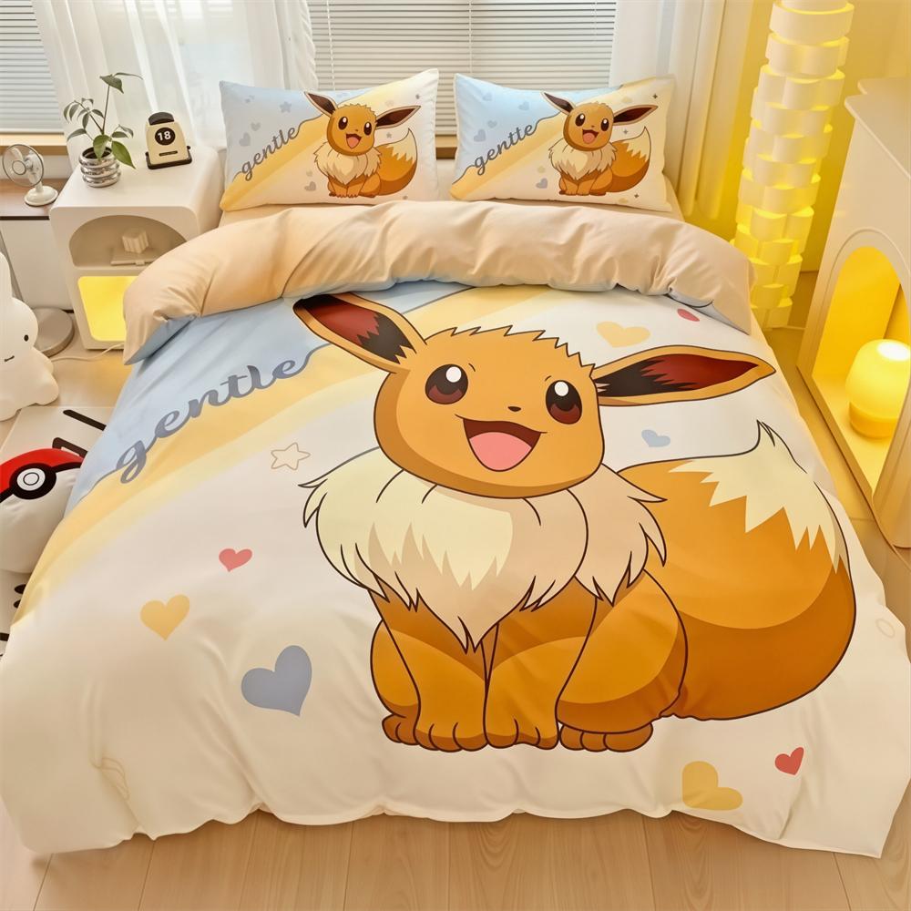 Exquisite 3D Anime Eevees Family Duvet Cover Sets Bedroom Bedding For Boys Kids Teens Girls Quilt Cover Pillowcases Christmas