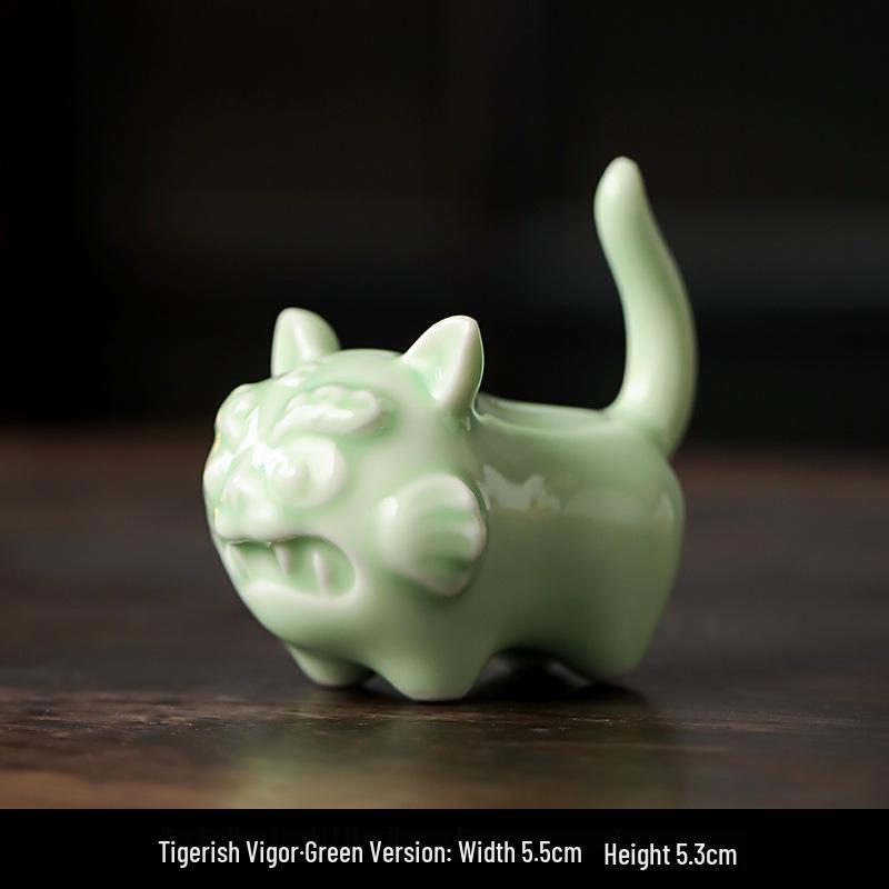 

Керамические мультяшные украшения в виде тигра: Настольная серия «Цветная глазурь» для дома на удачу в год Тигра