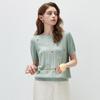 Women's Embroidered Cotton Silk Short Sleeve Knit Top