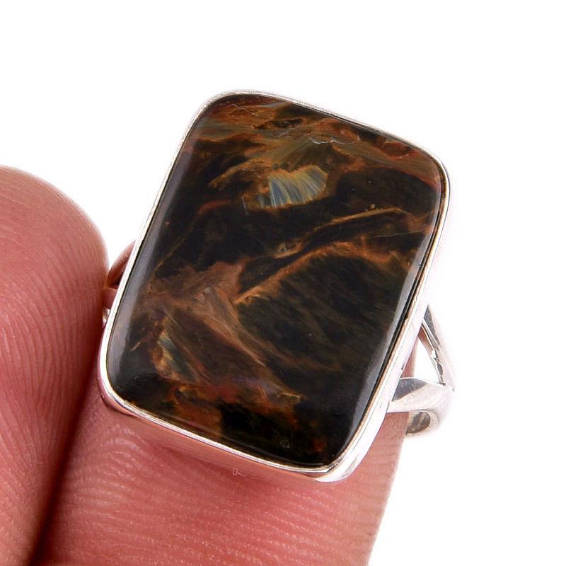 Natural Pietersite Gemstone 925 Solid Sterling Silver Jewelry Ring Size 7.5 s6y83